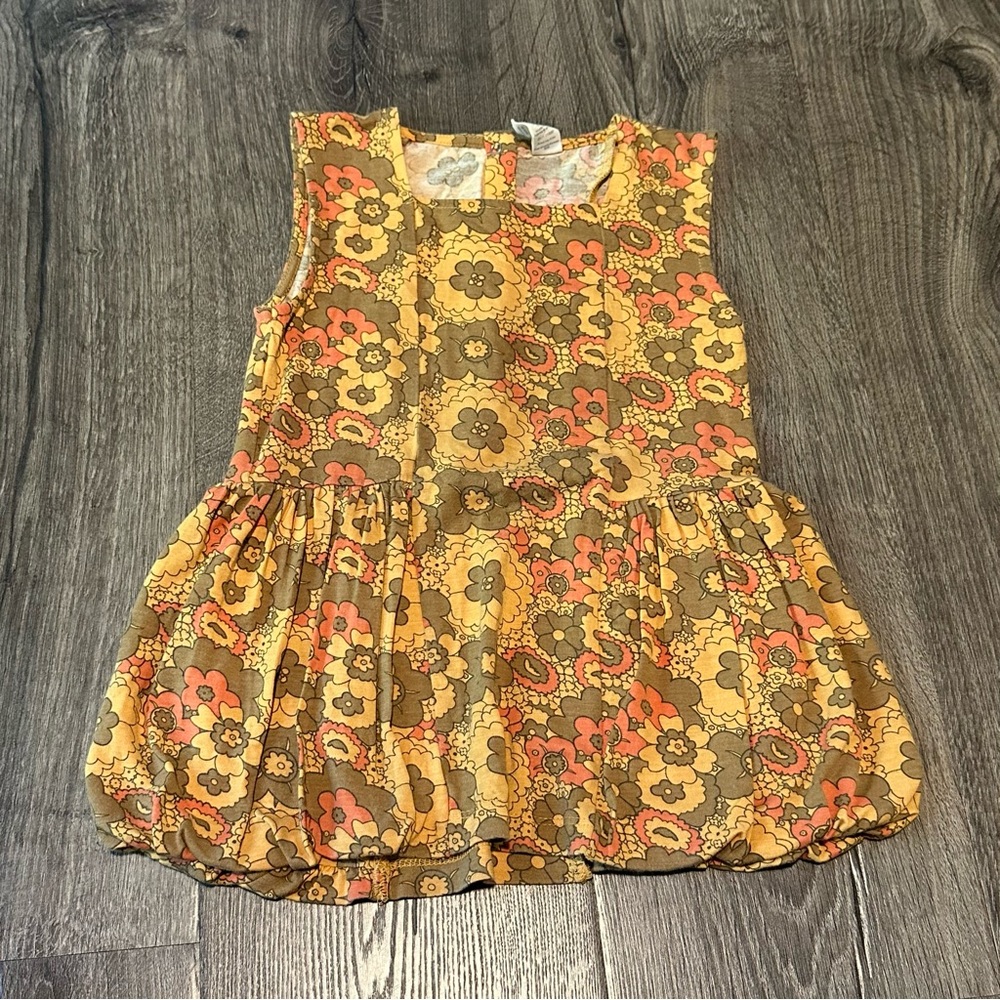 Girls Size 6 Kate Quinn Modal Yellow Floral Peplum Bubble Tank Top